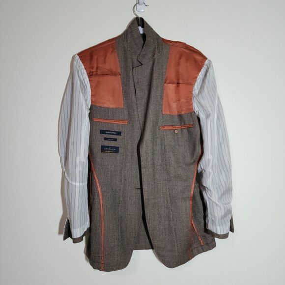 Suitsupply Mens Pure Wool Blazer Jacket Size 38L Brown Beige Angelico Italy - Picture 3 of 6